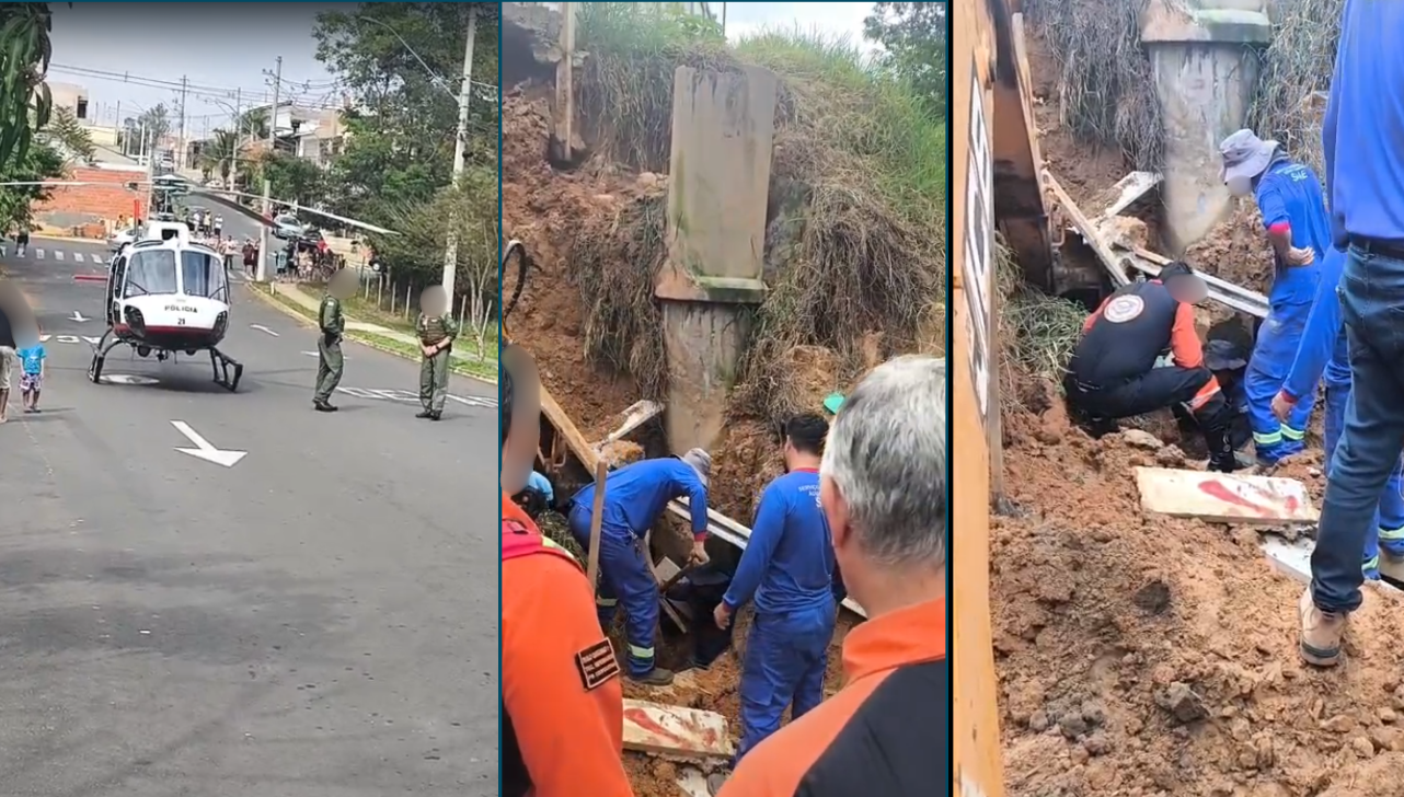 Acidente em obra do Saae soterra funcionários em Indaiatuba