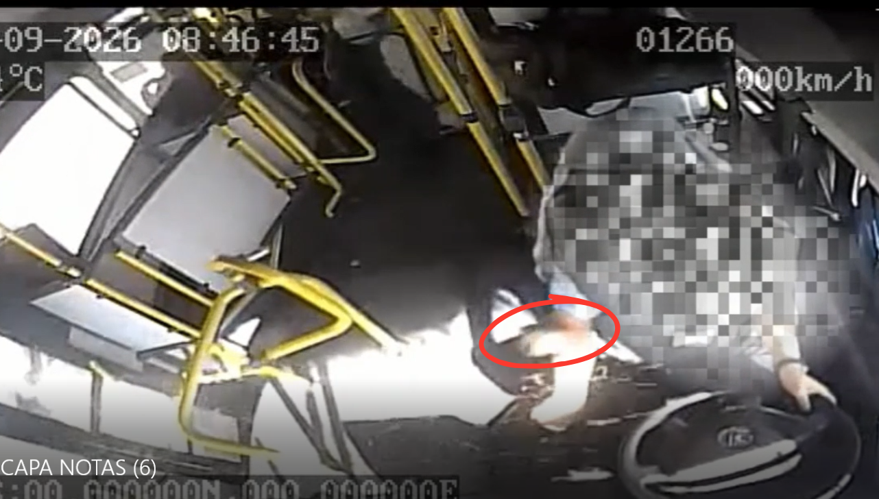 VÍDEO: motorista de ônibus é atingido por pedra em briga de trânsito