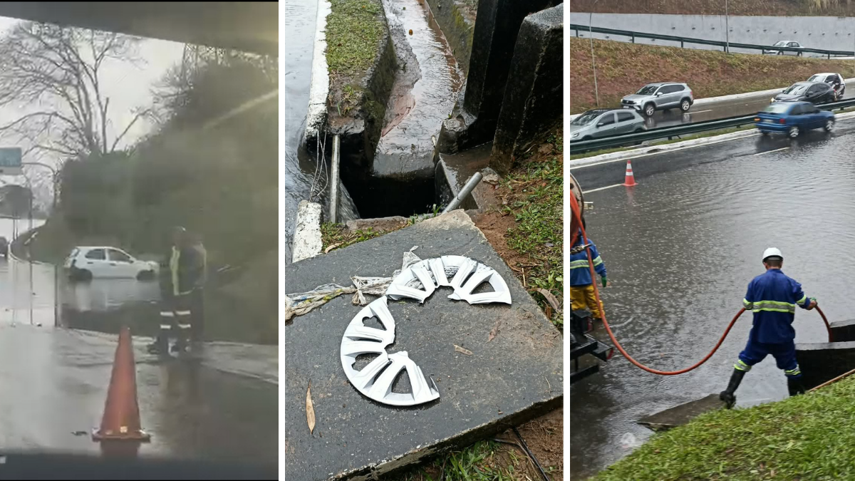 Chuva causa, acidente, alagamento e interdita faixa do Anel Viário em SJC