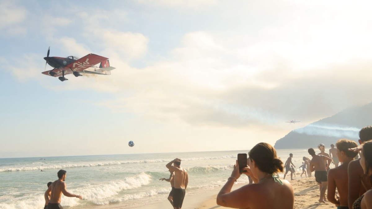 World Surf League tem espetáculo de esquadrilha aérea em São Sebastião
