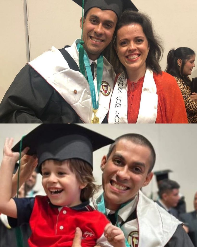 Ao lado de Rita e Bento, Karan reconhece que a conquista também é fruto da parceria com a família I Crédito: Arquivo pessoal