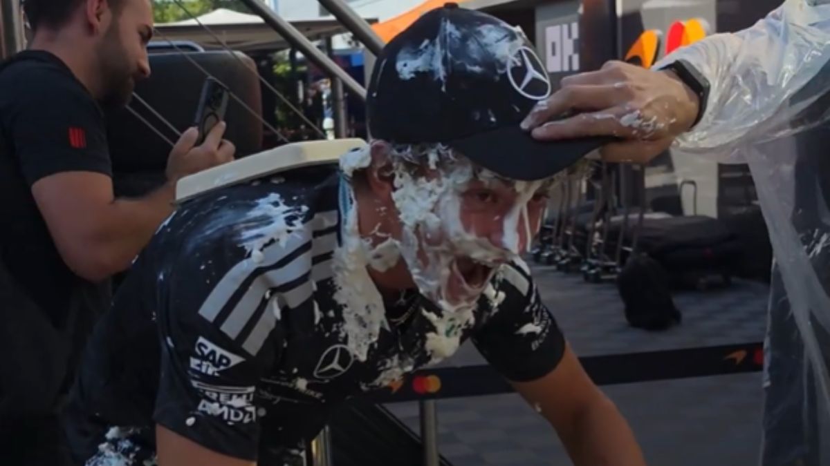 Mercedes se vinga de Antonelli com bolo antes do GP da Itália