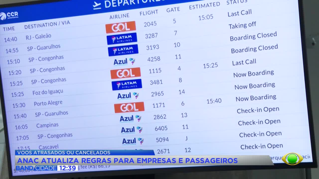 ANAC muda regras em atrasos de voos e exige aviso em tempo real