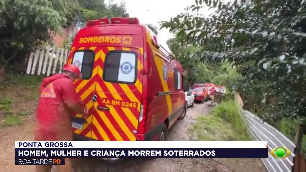 Deslizamento mata três pessoas em Ponta Grossa após chuva forte
