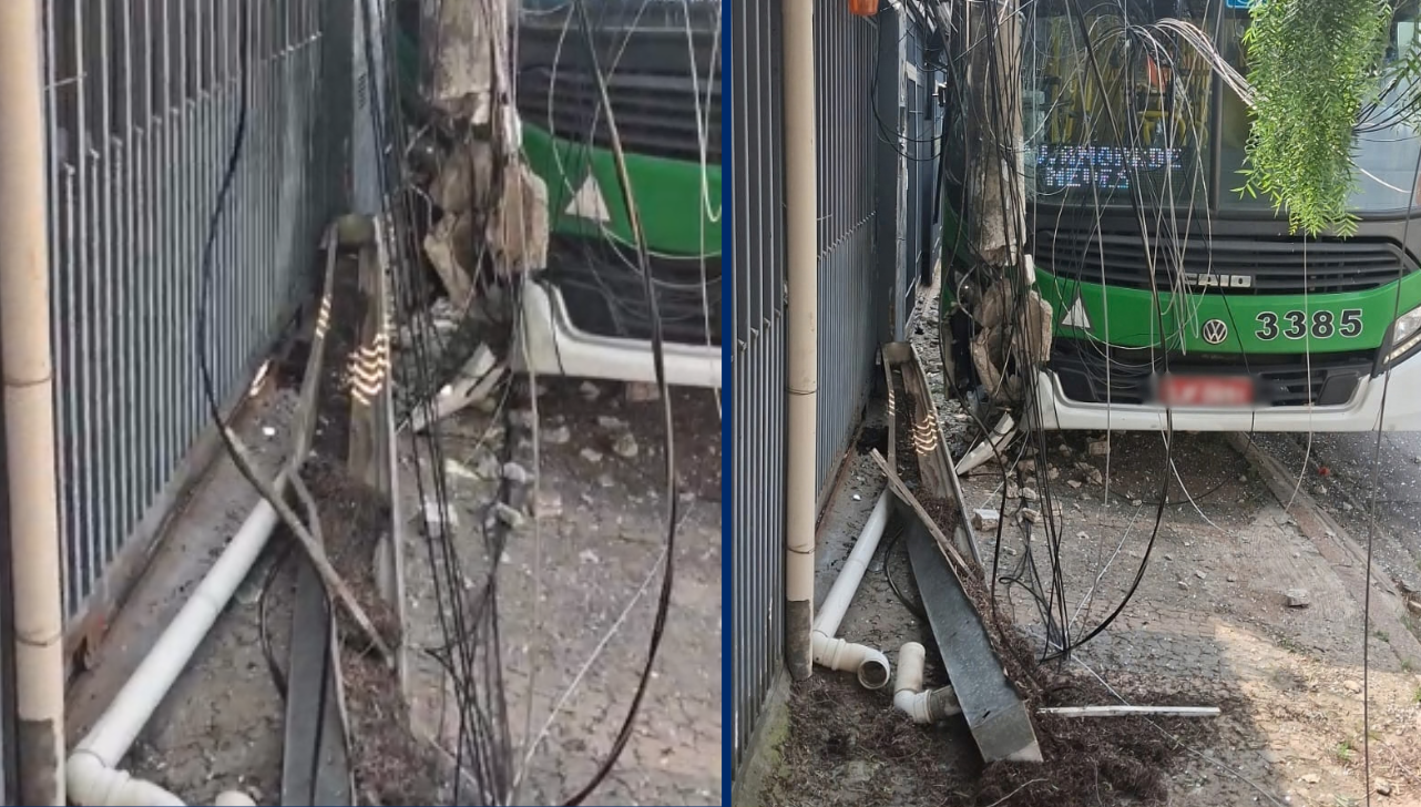 Ônibus bate em poste e deixa moradores sem energia em Campinas