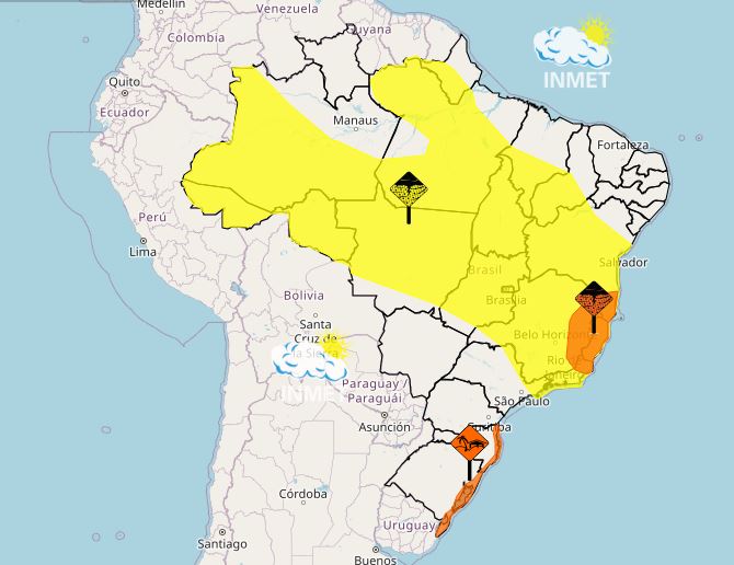 Frente fria avança pelo Sudeste e espalha temporais para o Nordeste